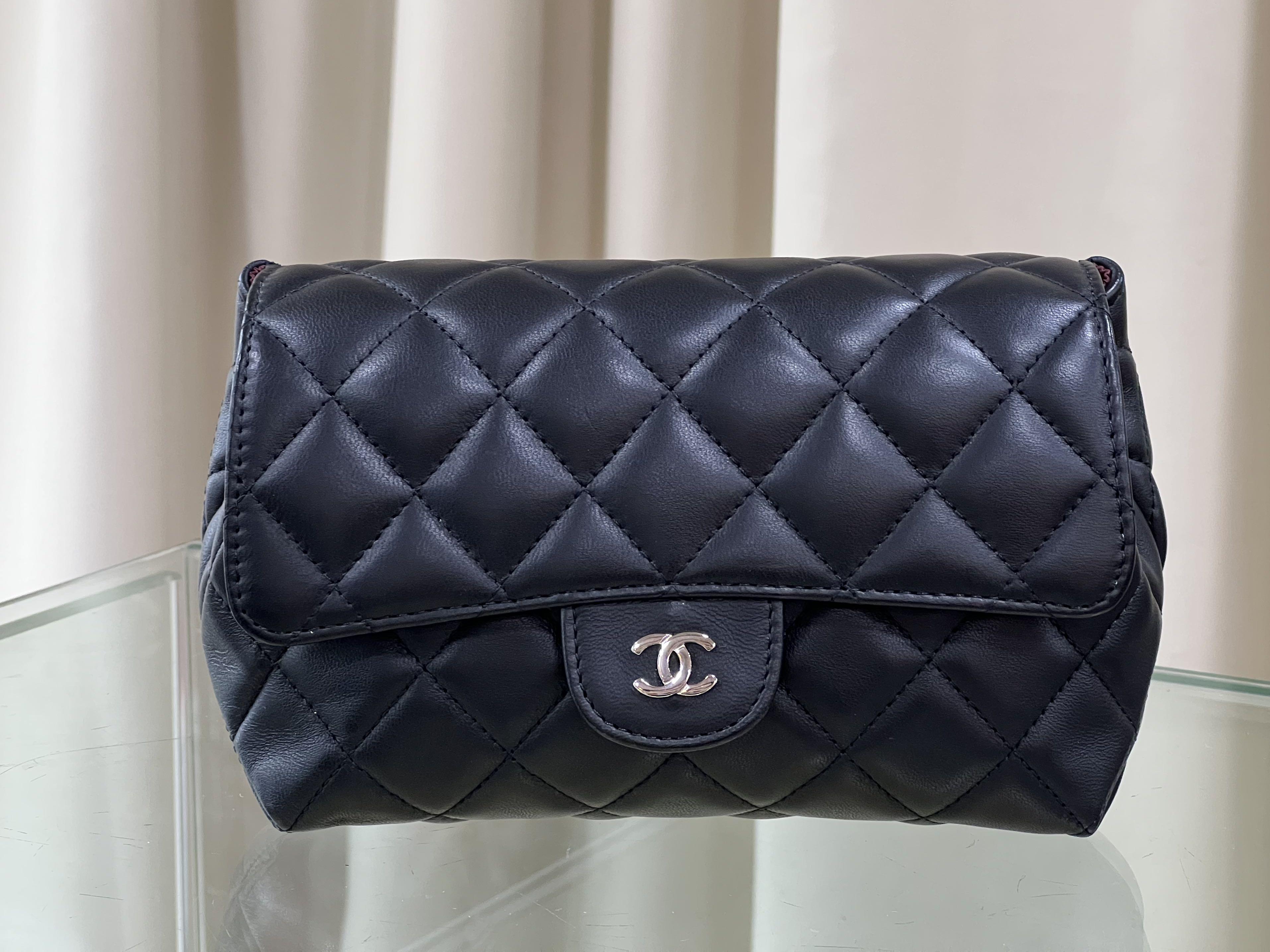 CHANEL. Smooth quilted parma leather bag, zipper closure…