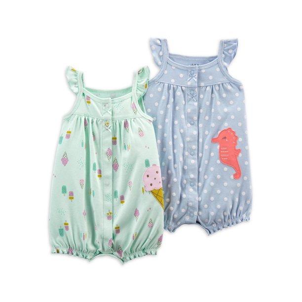 Child Of Mine By Carter'S Baby Girl Sleeveless Romper, 2-Pack (0-24  Months), Babies & Kids, Babies & Kids Fashion On Carousell