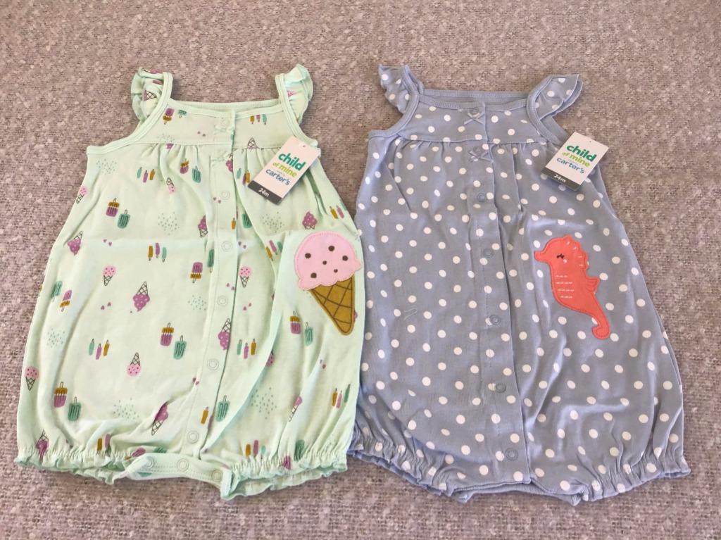 Child Of Mine By Carter'S Baby Girl Sleeveless Romper, 2-Pack (0-24  Months), Babies & Kids, Babies & Kids Fashion On Carousell