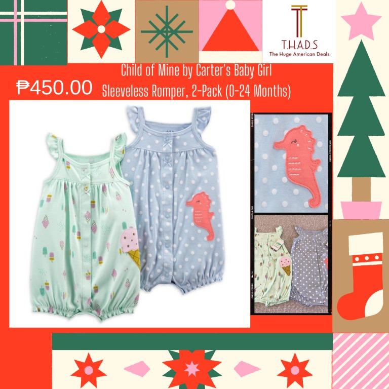 Child Of Mine By Carter'S Baby Girl Sleeveless Romper, 2-Pack (0-24  Months), Babies & Kids, Babies & Kids Fashion On Carousell