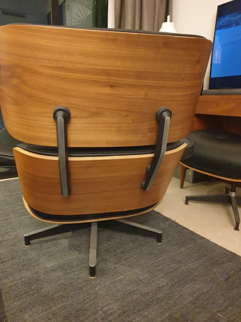 Classic black leather Eames chair, Furniture & Home Living, Furniture