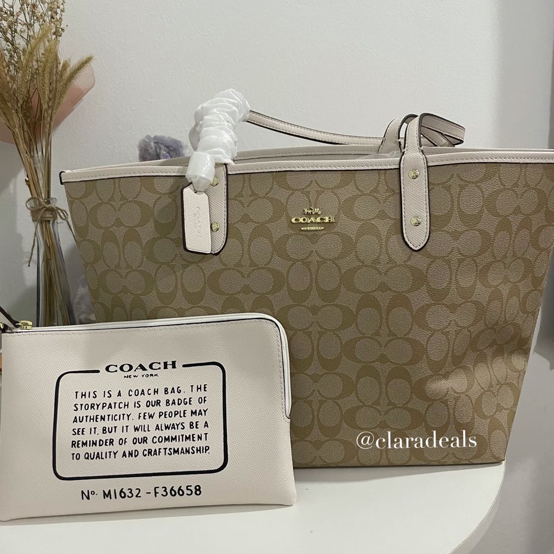 Coach Reversible Tote White Sig