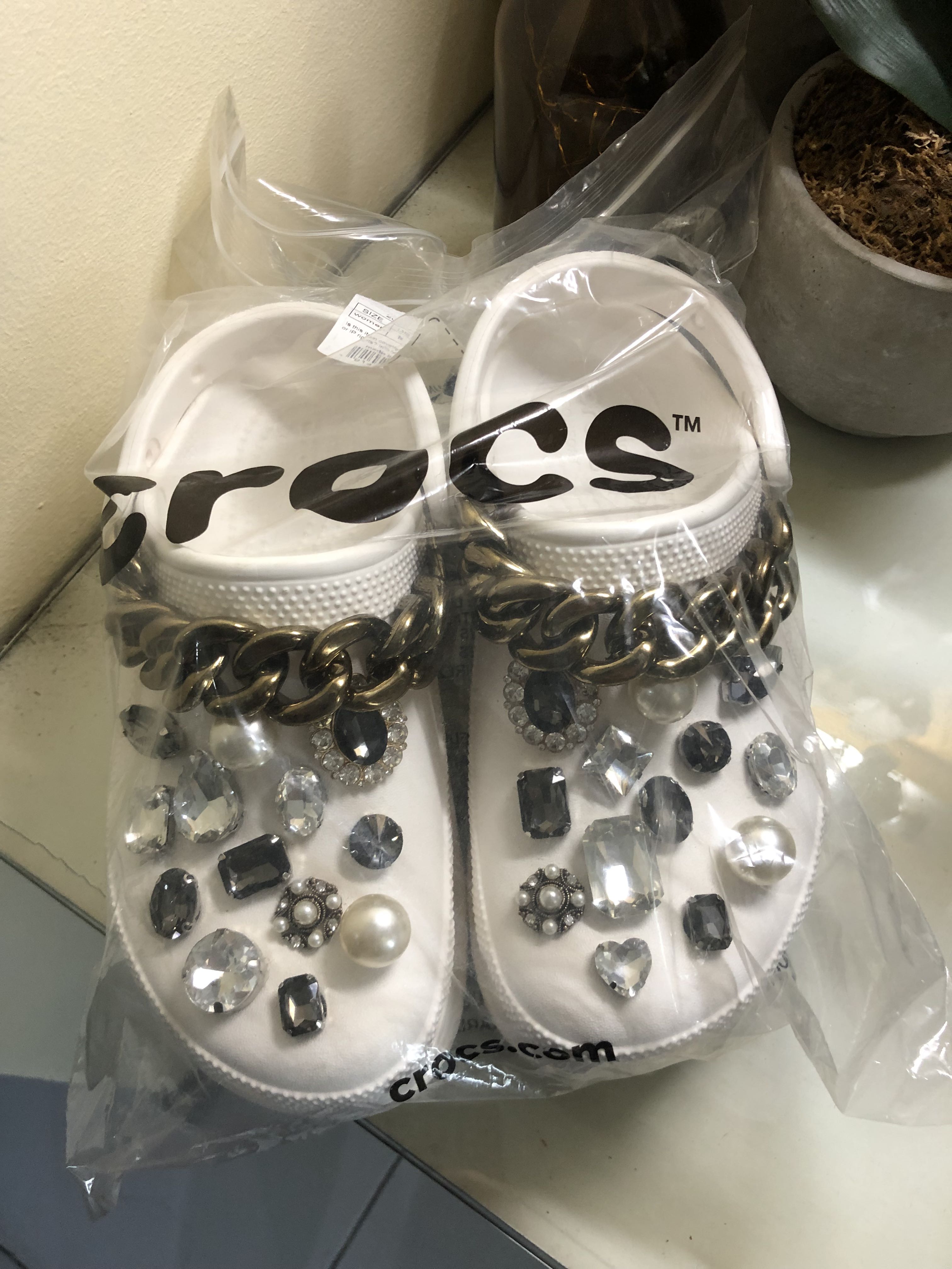 Crocs Bae Clogs with Chain & Jibbitz, Women's Fashion, Footwear