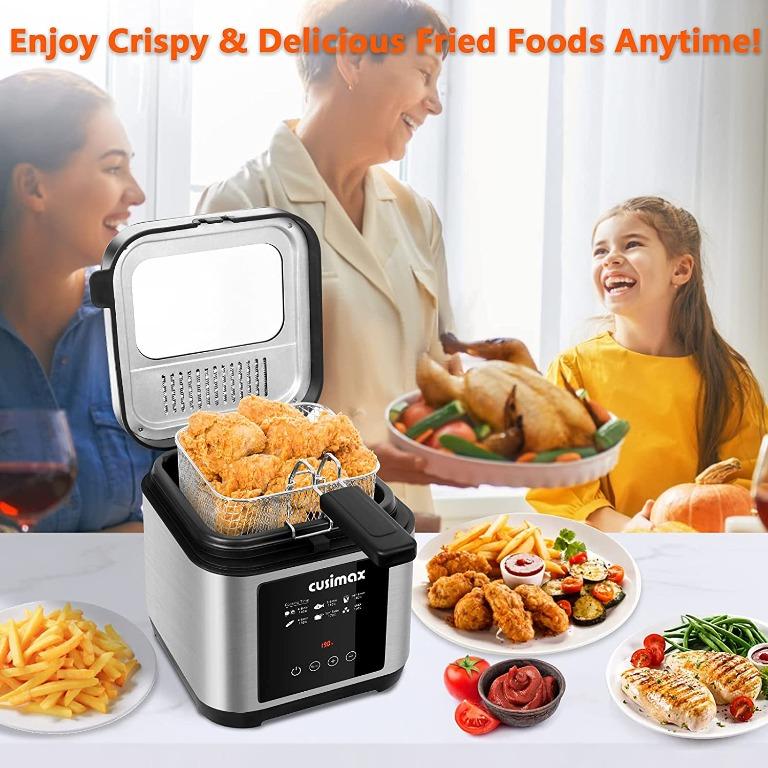 Stainless Steel Electric Deep Fryer w/ /Basket &Drip Hook, 2.5L Oil  Capacity Fry