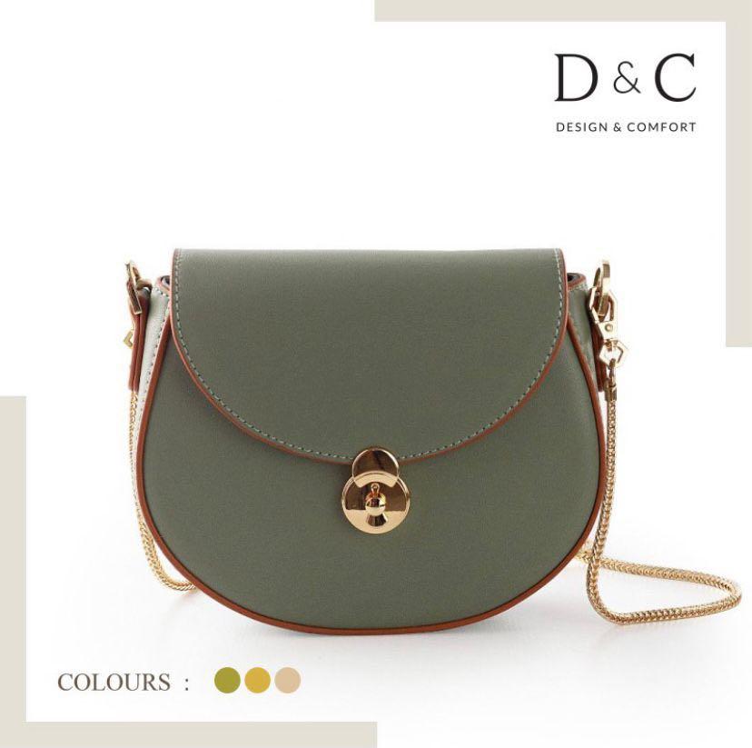 D C Two Tone Snake Chain Saddle Shoulder Bag Green