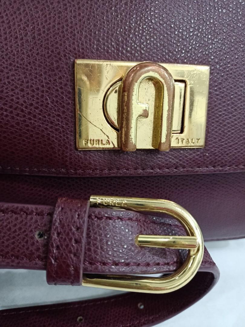 Furla 1927 Burgundy Red shoulder, Women's Fashion, Bags & Wallets