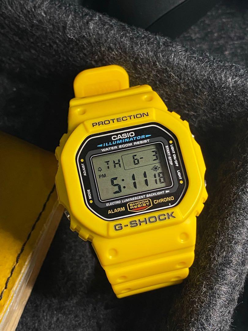 Gshock dw5600E yellow custom, Men's Fashion, Watches & Accessories