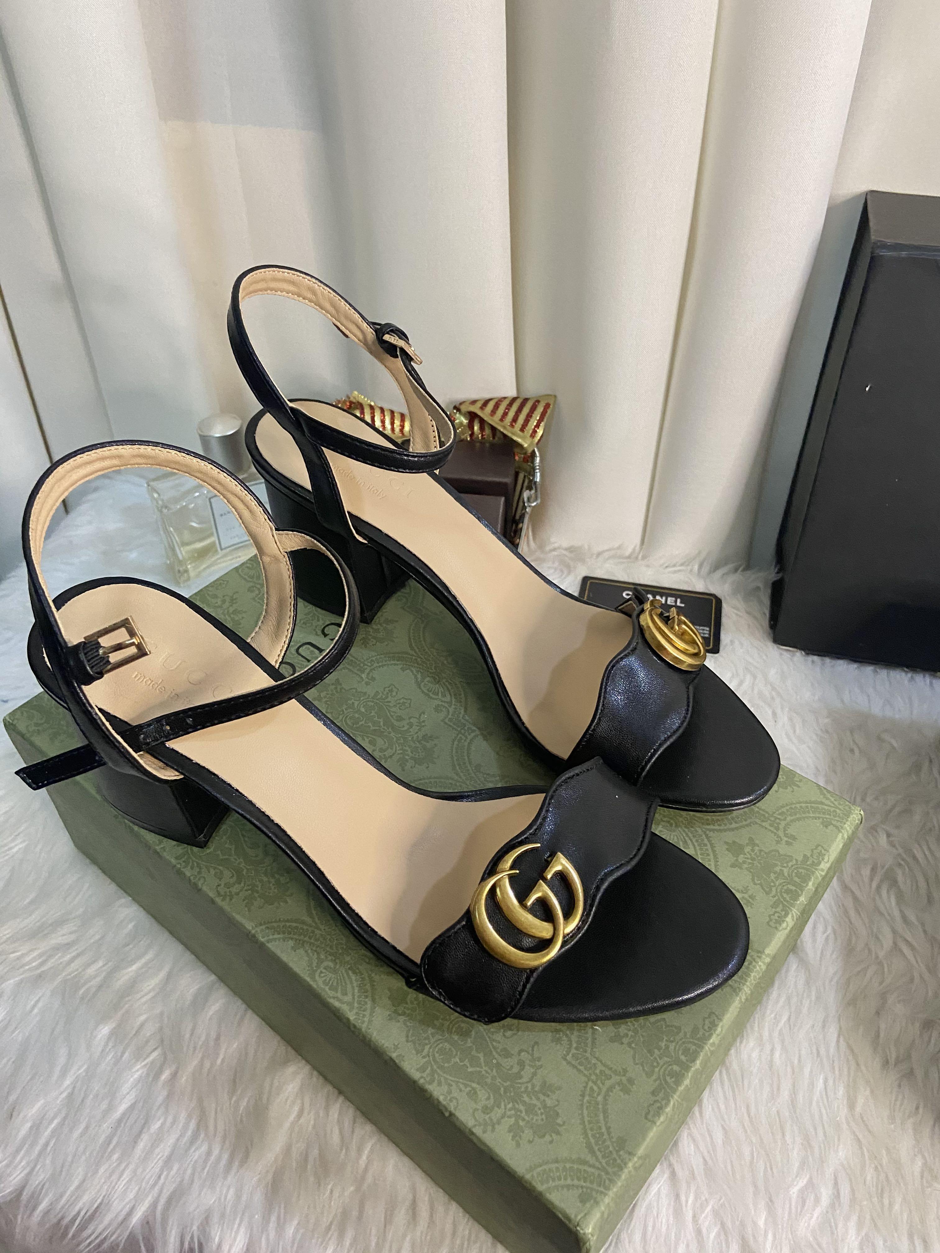 Gucci marmont mid heel sandal preorder, Luxury, & Footwear on Carousell