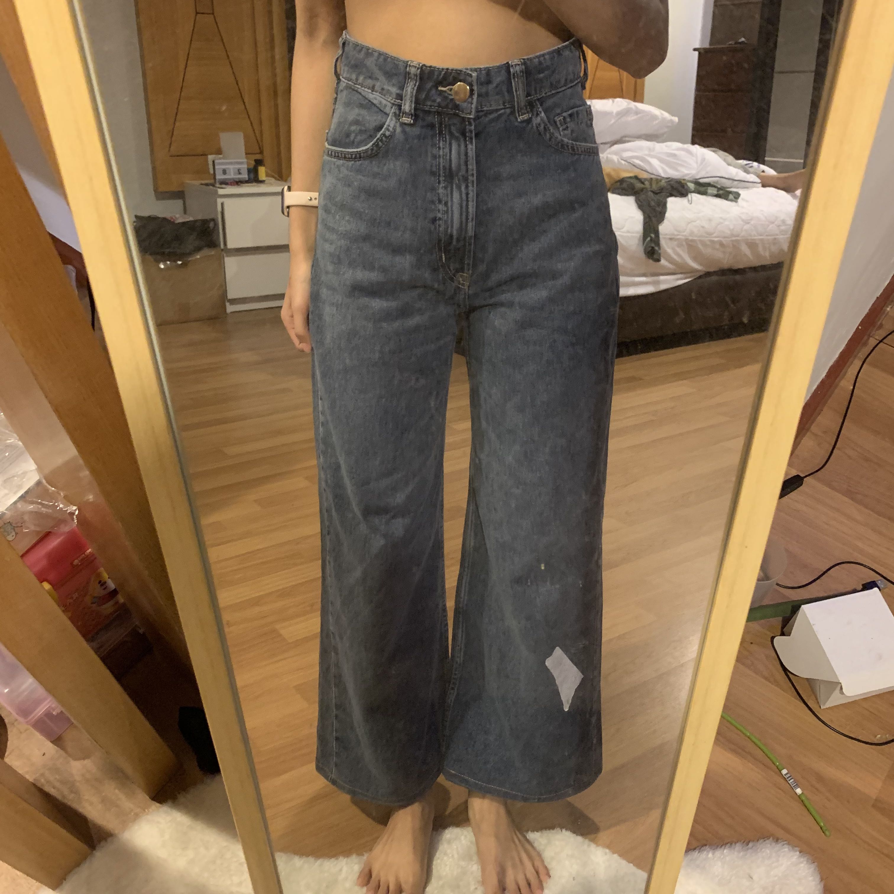 H\u0026M High Waisted Wide Leg Jeans, Women 