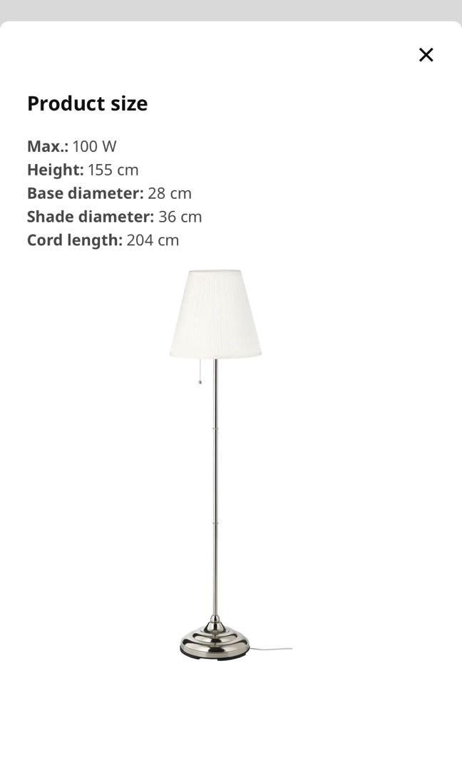 IKEA Arstid Floor Lamp White Lamp Shade, Furniture & Home Living