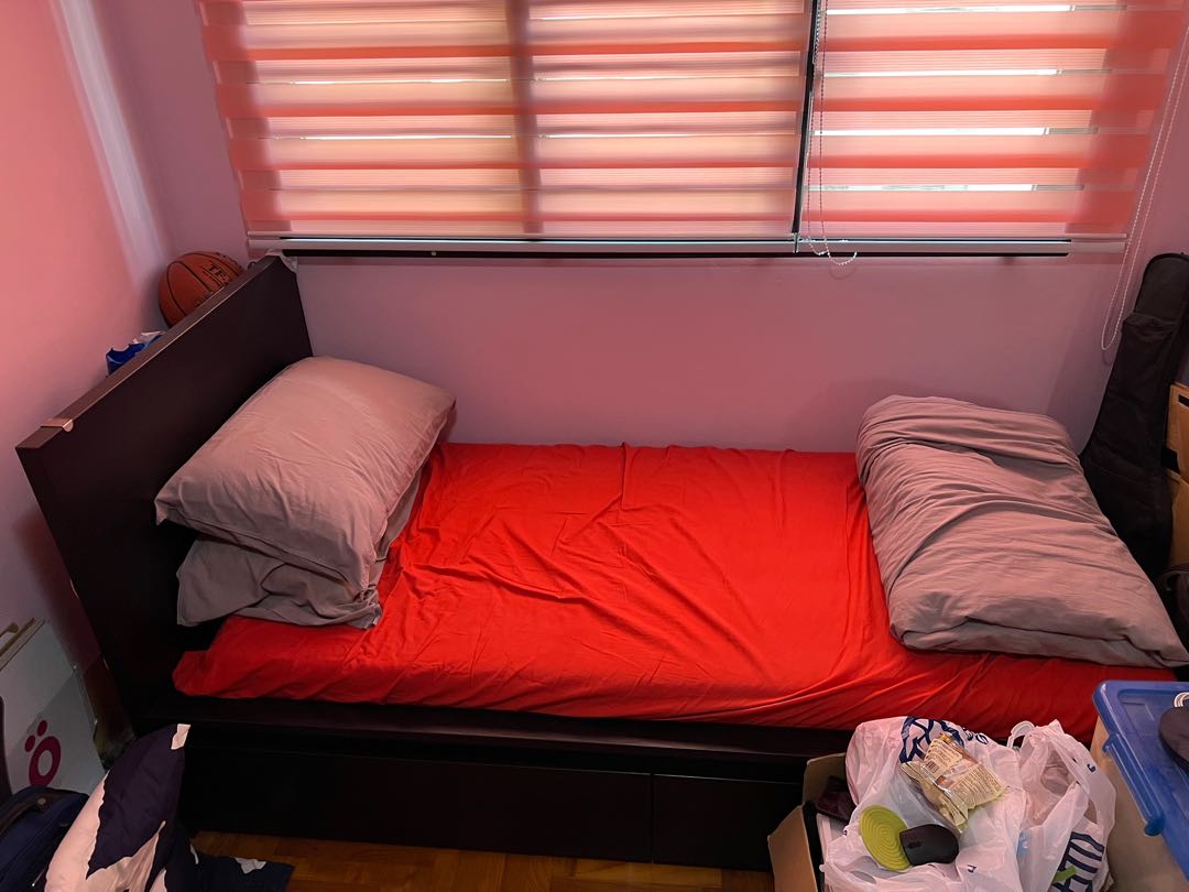 Ikea Super Single Malm Bed, Furniture & Home Living, Furniture, Bed