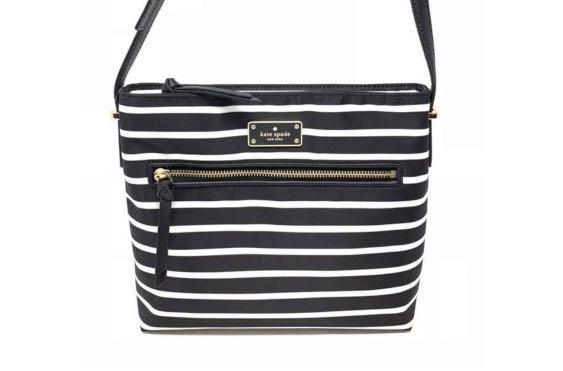 Kate Spade Dessi Wilson Road French Stripe Black Multi Nylon Cross Body Bag