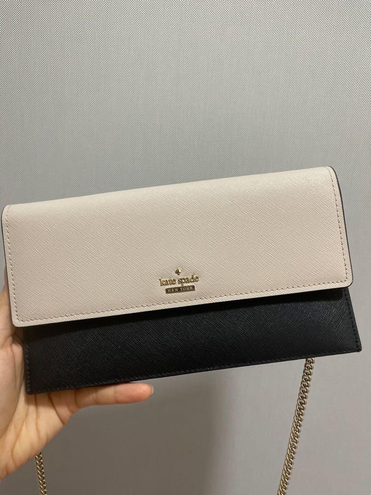 Kate Spade Women's AUTHENTIC BRAND NEW Warm Beige/Black Clutch with  Removable Chain, Women's Fashion, Bags & Wallets, Clutches on Carousell