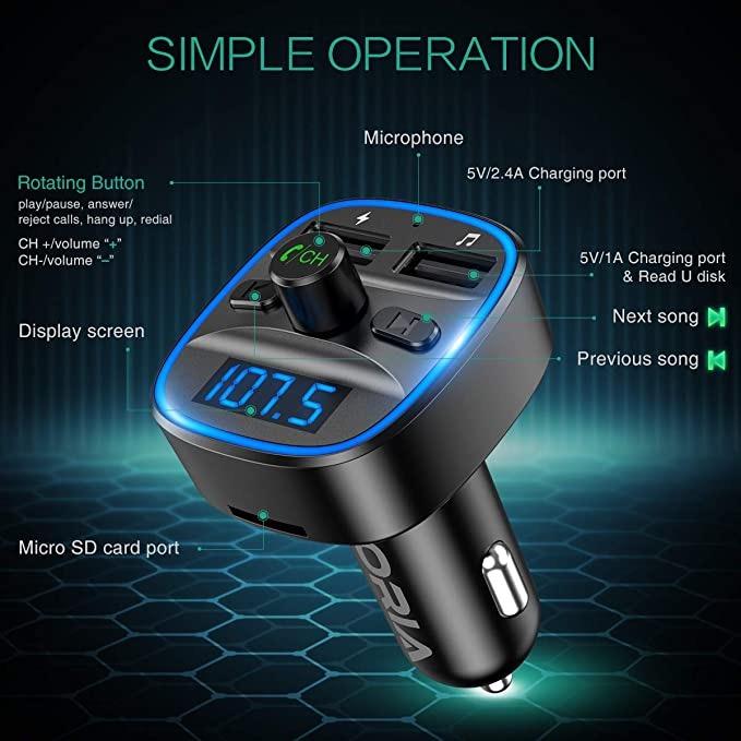 Oria bluetooth fm transmitter for shop car