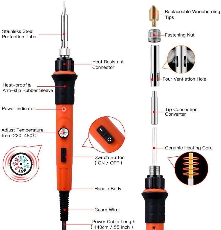 Preciva 45 in 1 Wood Burning Pyrography Pen and Soldering Iron Kit