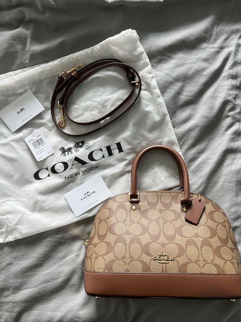 tas satchel Coach Sierra Mini Signature Brown & Soft Pink Satchel Bag