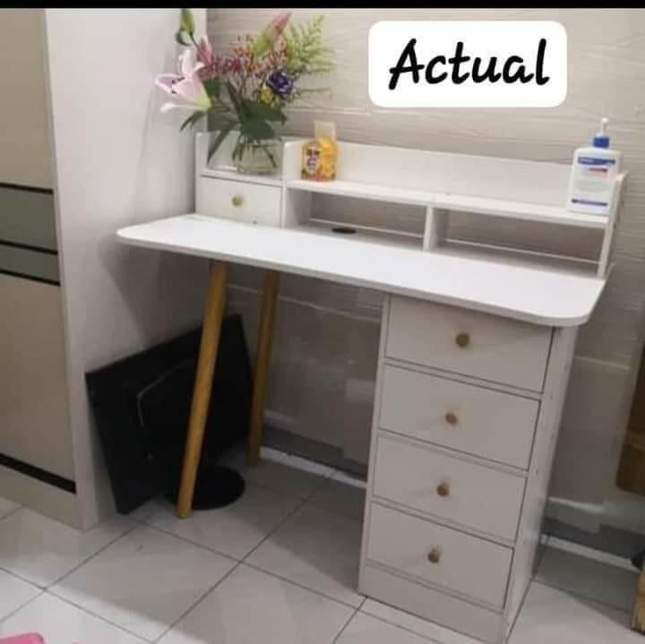 scandi table 4drawers (Category: Tables & Sets) located in Manila. Submitted by minidivisoria (Listing ID 1124531875, Image 1). Description: ₱1800 120x48x93cm Scandi Table (4 drawers) -Super nice & organize ang gamit -best for wfh & home study -minimalist -brand new box sealed -diassemble & easy to assemble.