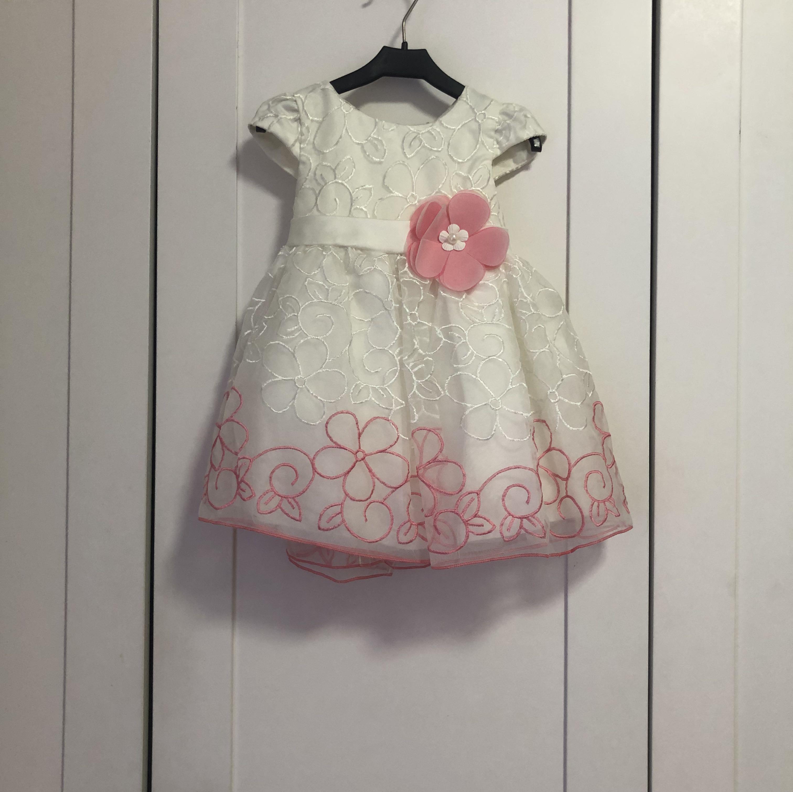 Size 73 48 9 12 Months Baby Pretty Floral Flower Girl White Children Girl s Kid s Infant Dress