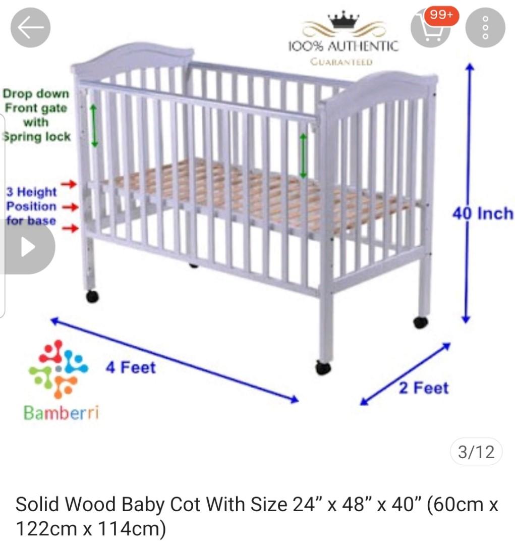Standard baby cot best sale measurements