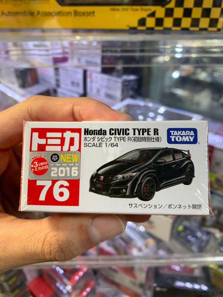 Tomica No.76 Honda CivicType R FK2 (黑色) (初回特別仕樣) (日版2016年新車貼), 興趣及遊戲, 玩具  遊戲類- Carousell