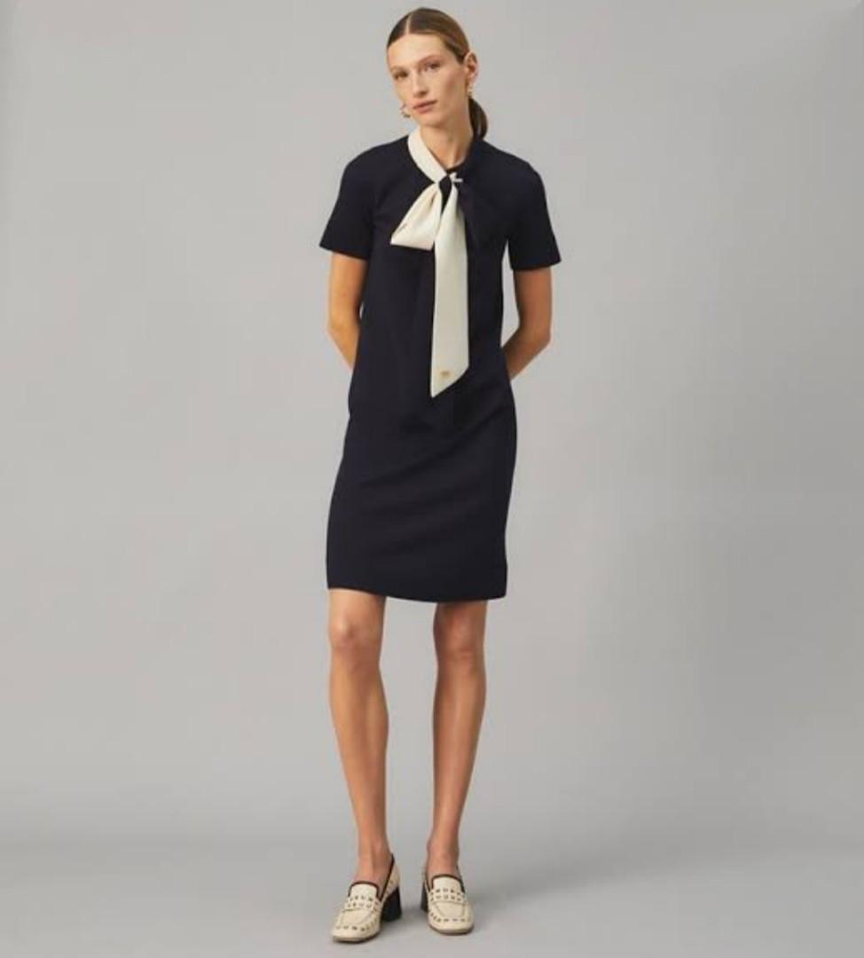 Tory Burch Navy blue Knitted Bow Tie Dress, Women's Fashion, Dresses &  Sets, Dresses on Carousell