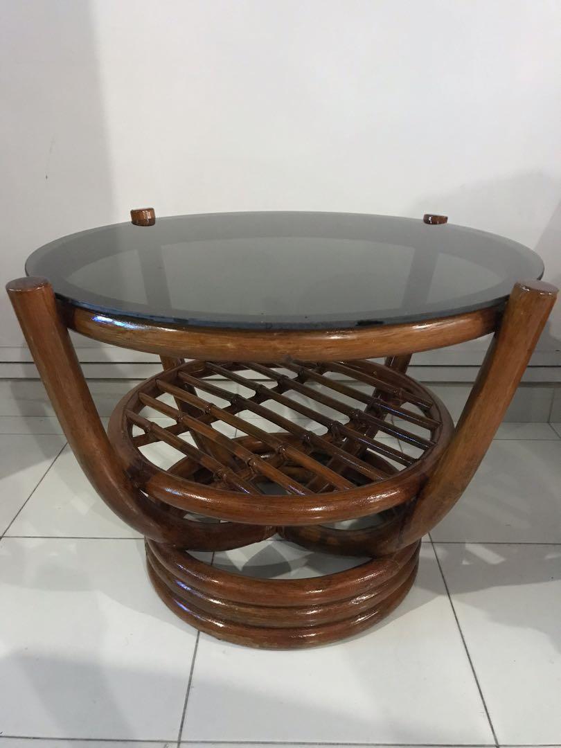 Vintage rattan coffee table, Furniture & Home Living, Furniture, Tables