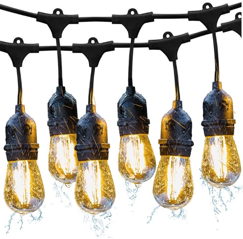 10 E27 Hanging Sockets Impermeabile Outdoor LED String Light Home Perfetto per Garden Party Natale 33ft Long Festoon Lights Yard Decorazione di cerimonia nuziale（BULBS NOT INCLUDED） Cafe 