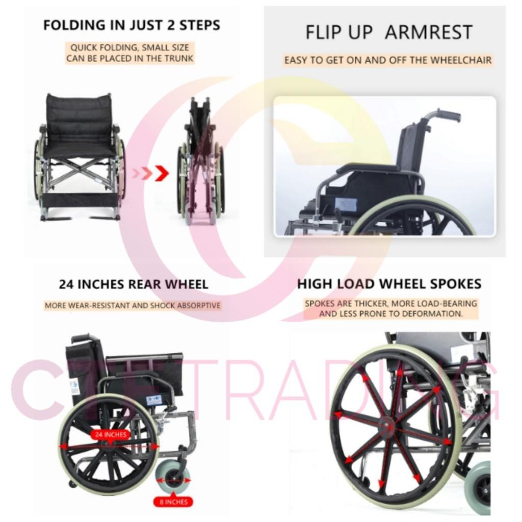 Wheelchair big size, Health & Nutrition, Assistive & Rehabilatory Aids, Wheelchairs on Carousell