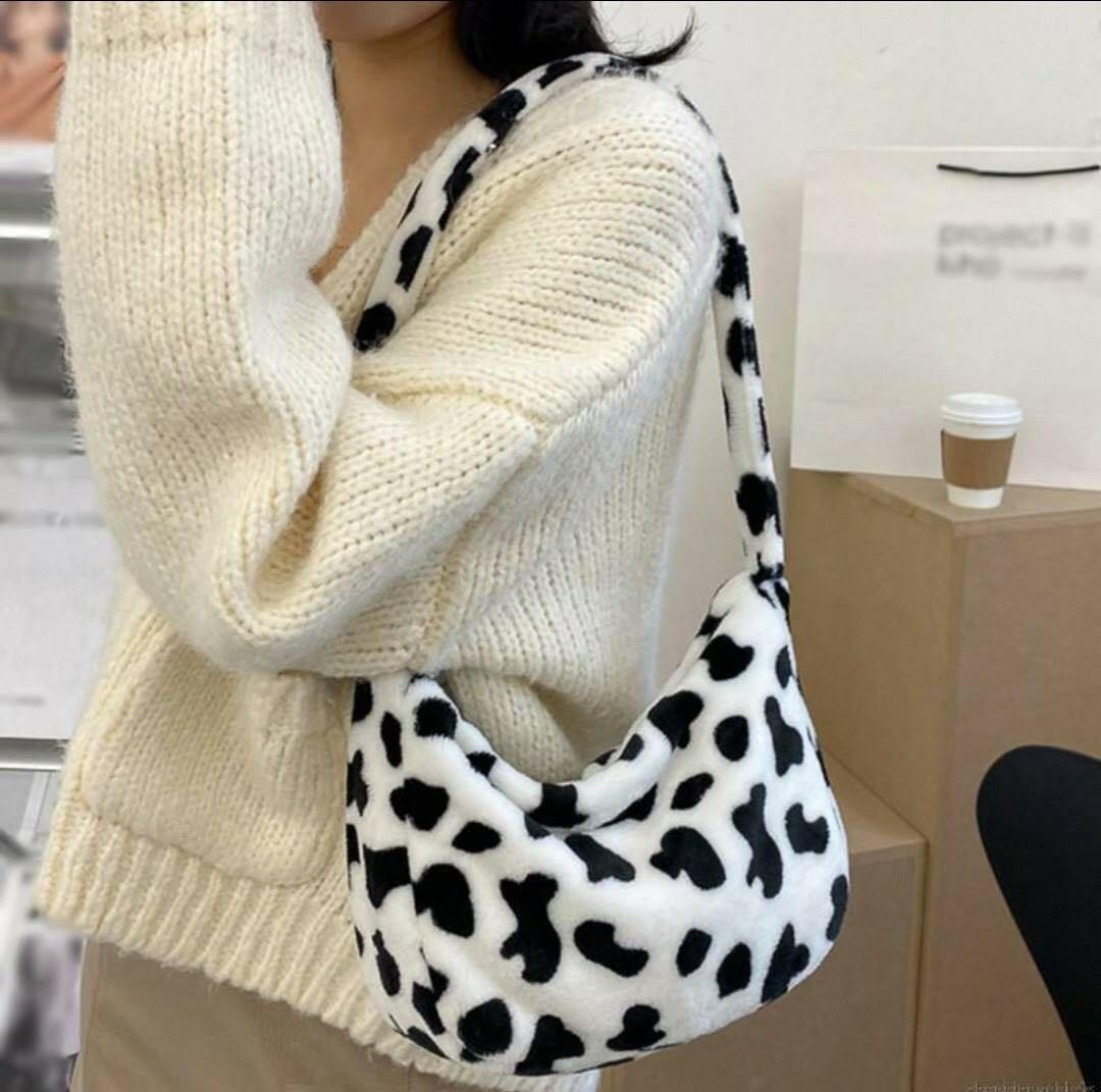 Fluffy bag cow print on sale