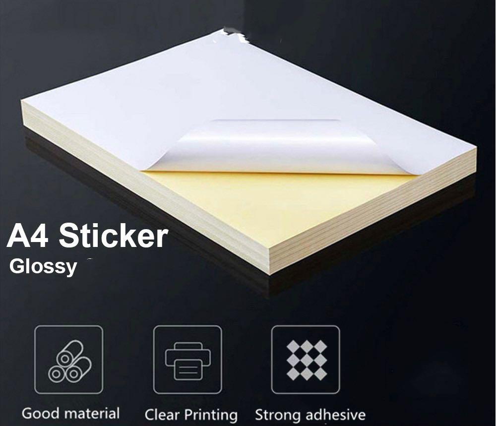10/50pcs Glossy A4 Size 21x29cm Sticker Paper Label Inkjet / Laser Printing Self Adhesive Office