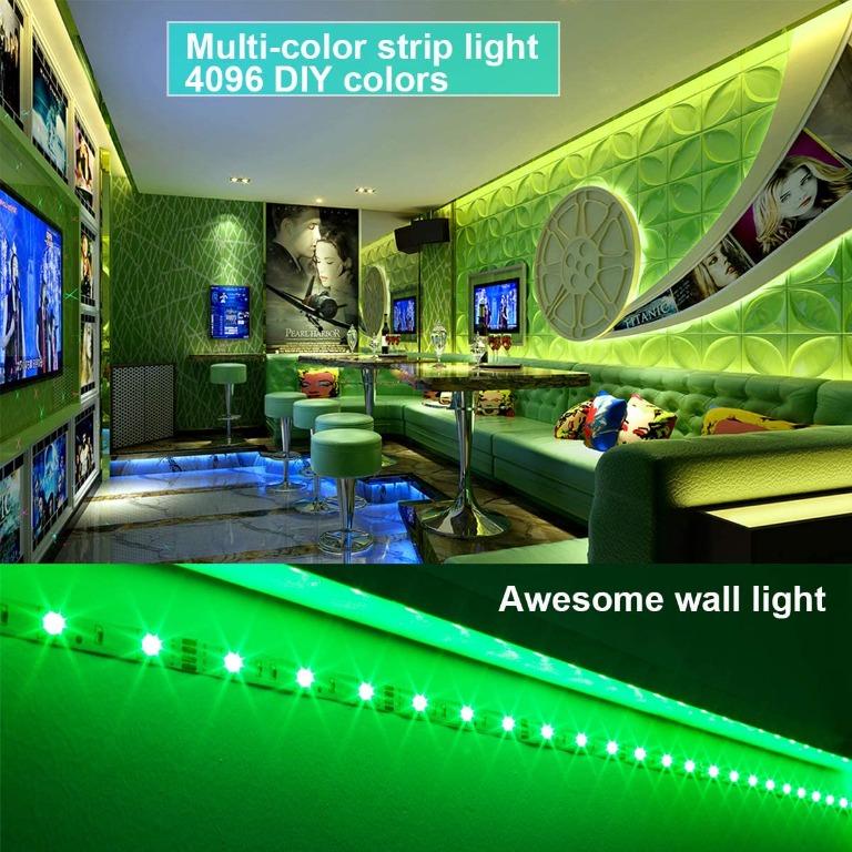 5 METER) LED Strip Lights with Remote RGB Multicolour Rope Waterproof Light  Strip Kit APP Controlled Bluetooth 5050, 300LEDs Keys IR Remote 12V Power  Supply for TV Bedroom Party Home (Sage), Furniture