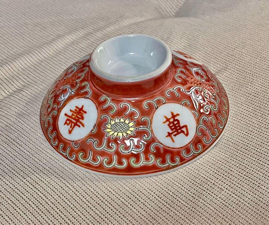 中國景德鎮六十年代文革瓷粉彩紅地(向日葵🌻）紋三才杯蓋, 興趣及遊戲
