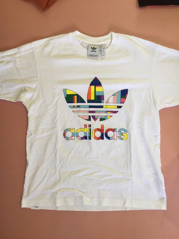adidas white pride flag fill t shirt tee short sleeve unisex Women s Fashion Tops Shirts on Carousell