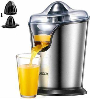 Aicok Electric Orange Juicer Squeezer, Citrus Juicer Electric with Two Interchangeable Cones Suitable for All Size of Citrus Fruits, 100W Ultra Quiet Motor, BPA Free, Brushed Stainless Steel - 110 Volts