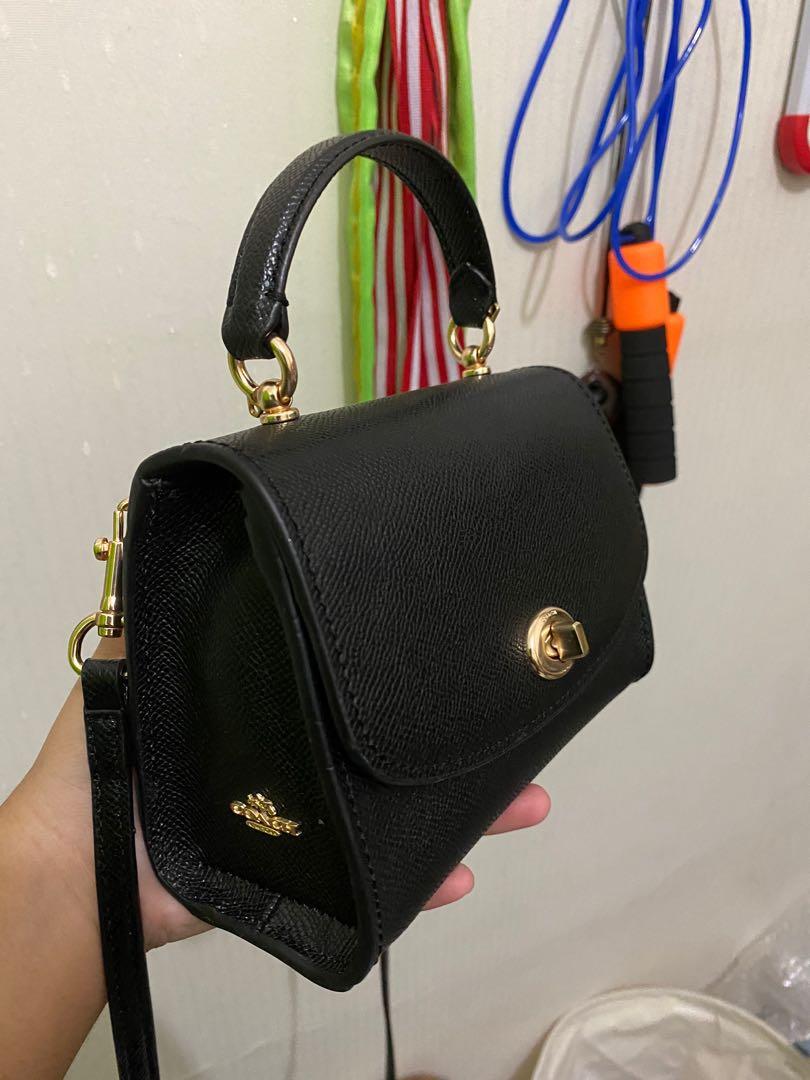Coach Micro Tilly Top Handle Black Leather Handbag 3077