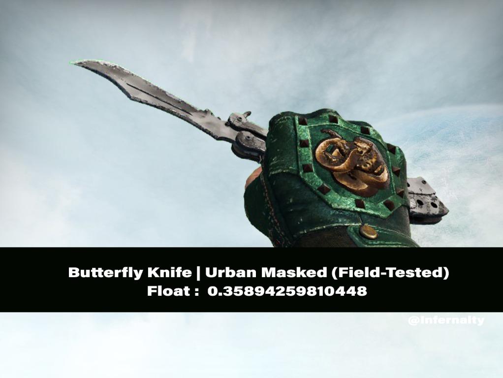 Butterfly Knife Urban Masked FT CSGO SKINS KNIVES, Video Gaming, Gaming