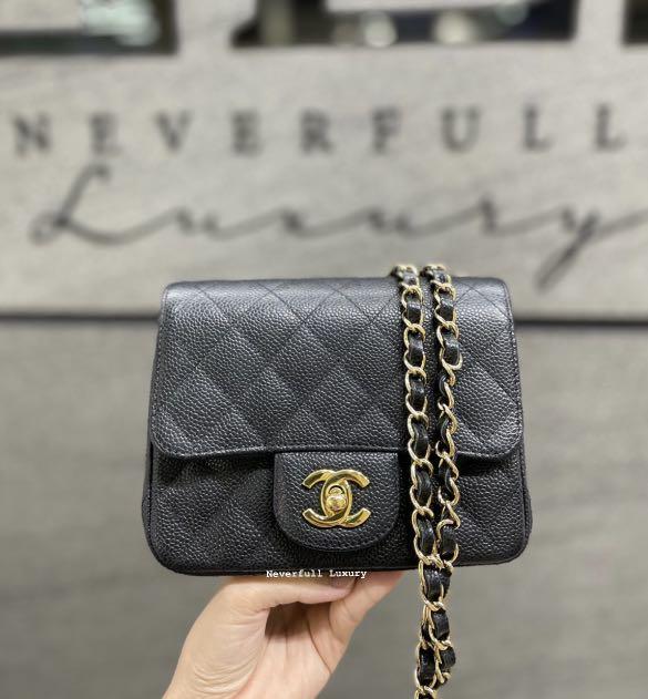 CHANEL bag Mini classic flap black caviar leather silver hardware