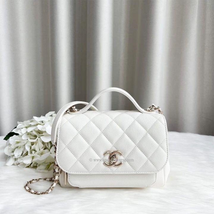 Chanel Small Business Affinity in White Grained Calfskin LGHW, Luxury, Bags  & Wallets on Carousell