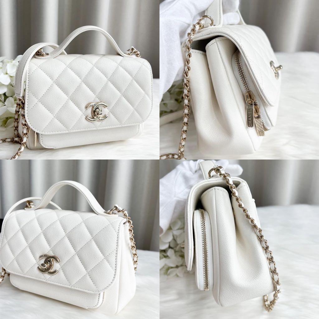 Chanel Small Business Affinity in White Grained Calfskin LGHW