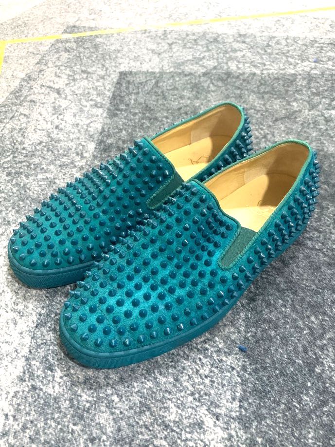 Christian louboutin green discount suede