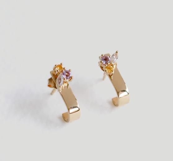 Curious Creatures Marie 2Way Earrings Amethyst Champagne Gold