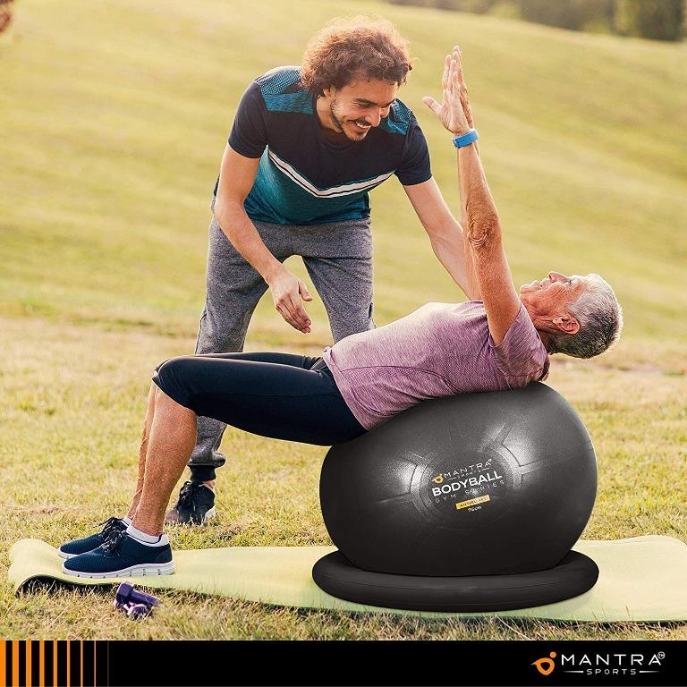 Exercise Ball Chair Pilates Ball Birthing Ball for Pregnancy Balance Yoga 75cm Swiss Ball With Stability Base Resistance Bands Anti Burst Gym Quality Pump Fitness Guide Sports
