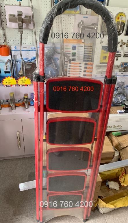 Foldable Red Ladder, 5-step, Furniture & Home Living, Home Improvement ...