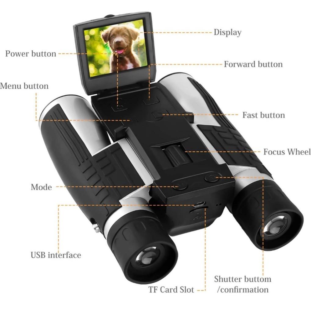 GordVE HD 1080P Digital Camera Spy Camera, 12X Puissant Zoom Binocular