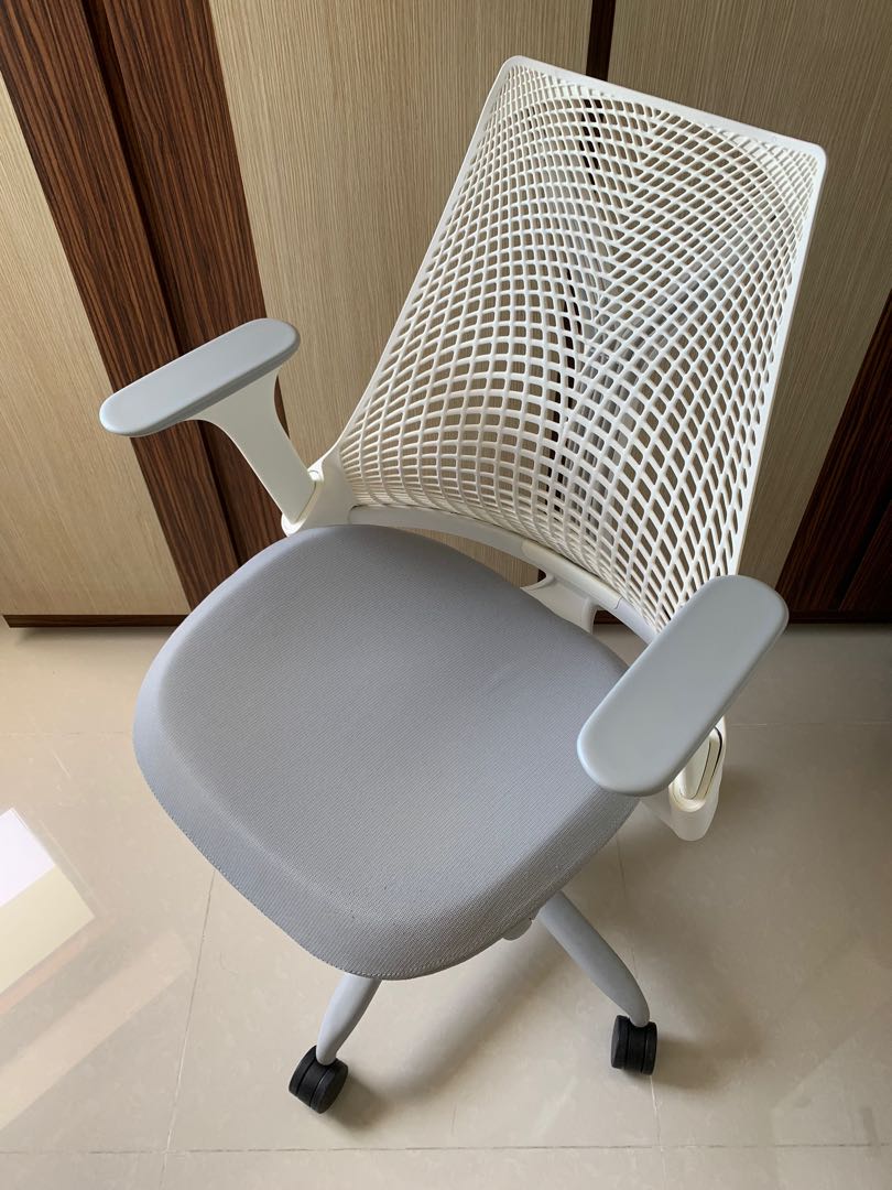 Herman Miller Sayl ergonomic office chair white/grey, Furniture & Home