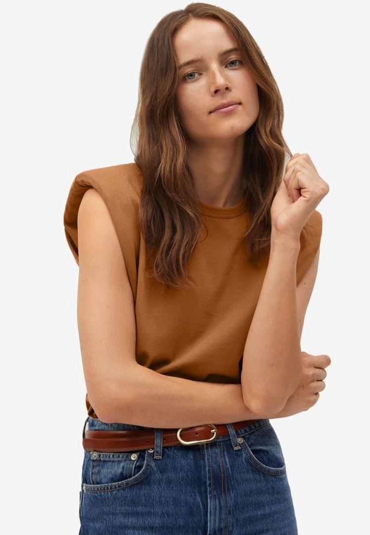 Shoulder pad t shirt store mango