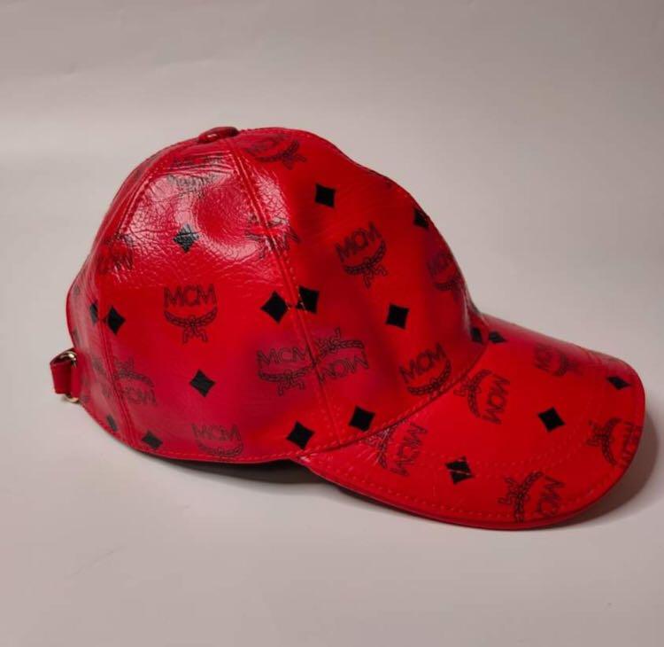 red mcm hat