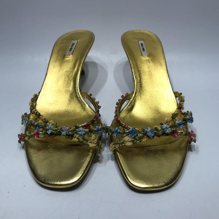 Gold flower sandals online