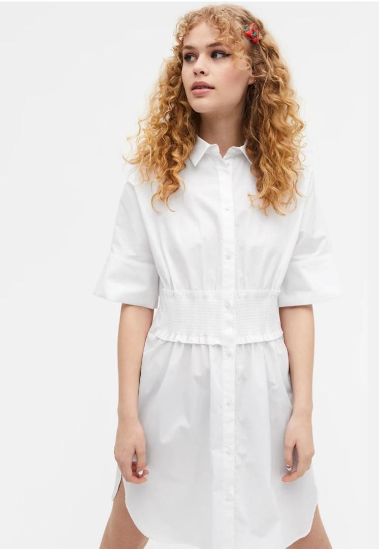 MONKI Shirred waist shirt dress, Women's Fashion, Dresses u0026 Sets, Dresses  on Carousell