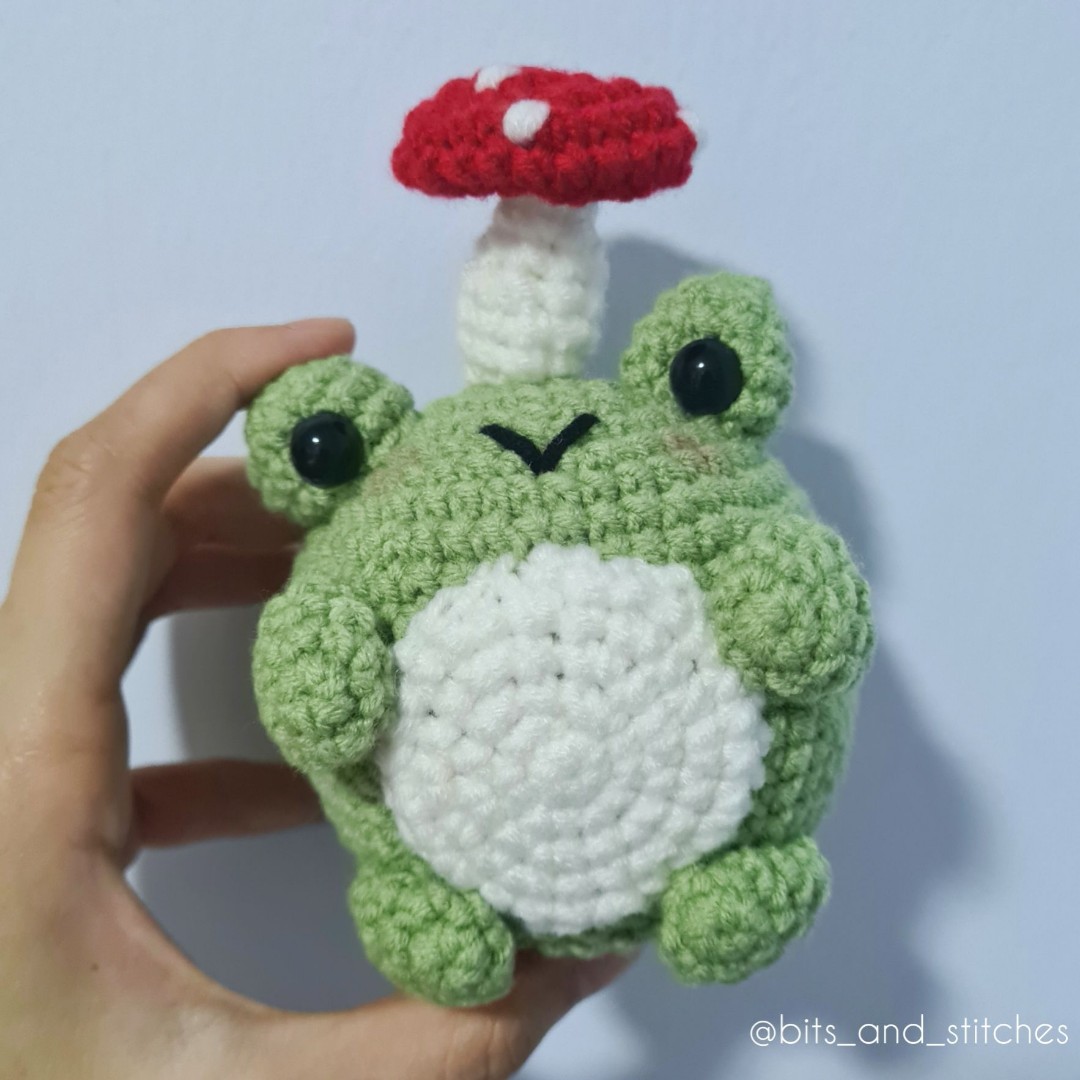 Mushroom frog crochet doll, Hobbies 